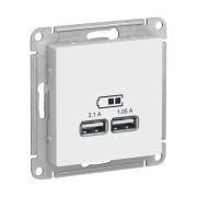 ATLAS БЕЛЫЙ USB РОЗЕТКА, 5В, 1 порт x 2,1 А, 2 порта х 1,05 А, Schneider Electric ATN000133