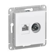 ATLAS БЕЛЫЙ РОЗЕТКА двойная комп+ТВ, RJ45+TV, кат.5E, Schneider Electric ATN000189