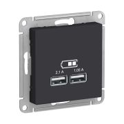 ATLAS КАРБОН USB РОЗЕТКА A+A, 5В/2,1 А, 2х5В/1,05 А, механизм ATN001033