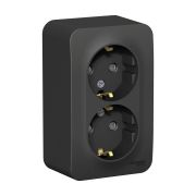BLANCA АНТРАЦИТ Розетка 2-ая с з/к, со шторками, изол.пл., 16А, о/у Schneider Electric BLNRA011216