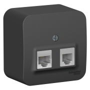 BLANCA АНТРАЦИТ Розетка двойная RJ45, кат.5e + RJ11 изол.пл., о/у Schneider Electric BLNIA045116