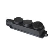 HLT Розетка трехместная с заглушками каучук 2Р+РЕ 16А 250В IP44 083-05-04