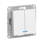 ATLAS БЕЛЫЙ 2-клавишный ВЫКЛЮЧАТЕЛЬ с подсветкой, 10А, Schneider Electric ATN000153