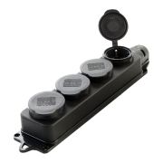 STEKKER Колодка КАУЧУК 4гн с з/к с крышкой о/у IP44 Черная 39019