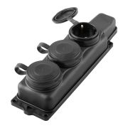 STEKKER Колодка КАУЧУК 3гн с з/к с крышкой о/у IP44 Черная 32739