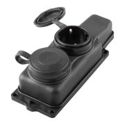 STEKKER Колодка КАУЧУК 2гн с з/к с крышкой о/у IP44 Черная 32738