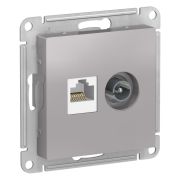 ATLAS АЛЮМИНИЙ РОЗЕТКА двойная комп+ТВ, RJ45+TV, кат.5E, Schneider Electric ATN000389