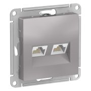 ATLAS АЛЮМИНИЙ РОЗЕТКА двойная компьютерная RJ45+RJ45, кат.5E, Schneider Electric ATN000385