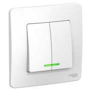 BLANCA ВСТРОЙКА Белый 2-кл. выключатель с подсветкой, 6А, c/у, Schneider Electric BLNVS006511