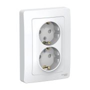 BLANCA ВСТРОЙКА Белый Розетка 2-ая с з/к, со шторками, 16А, c/у Schneider Electric BLNRS001121