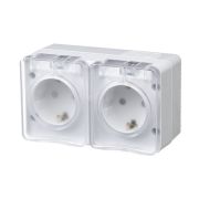 ATLAS PROFI IP54 РОЗЕТКА двойная с заземлением со шторками 16 АХ, БЕЛЫЙ ATN540126