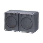ATLAS PROFI IP54 РОЗЕТКА двойная с заземлением со шторками АНТРАЦИТ 16 АХ ATN544026