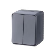 ATLAS PROFI IP54 Выключатель 2-клавишный АНТРАЦИТ 10 АХ ATN544051