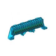 Tekfor Шина изолир. KSN-2-6X9-15 BLUE (6Х9, 15 отверст, Синяя, креп. на DIN-рейку и повер) 06-02-005
