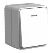 ATLAS PROFI IP54 Выключатель 1-клавишный c подсветкой 10 АХ, СЕРЫЙ ATN543013