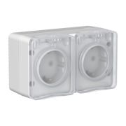 ATLAS PROFI IP54 РОЗЕТКА двойная с заземлением со шторками 16 АХ, СЕРЫЙ ATN543026