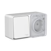 ATLAS PROFI IP54 Розетка 16А + выключатель 1-клавишный 10А СЕРЫЙ ATN543070