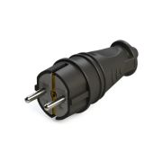 Вилка 2К+З прямая каучуковая 16А/250В IP44 Чёрная MultiSet MST4001BK