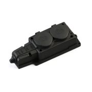 Колодка 2-ая розетка 2К+З каучуковая 16А/250В IP44 Чёрная MultiSet MST4102BK
