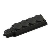 Колодка 4-ая розетка 2К+З каучуковая 16А/250В IP44 Чёрная MultiSet MST4104BK