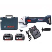 Аккумуляторная УШМ BOSCH GWS 18V-10, 125мм, КОМПЛЕКТ (АКБ 5ач х 2шт, зарядное устройство, кейс)