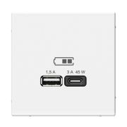 ART GALLERY, БЕЛЫЙ, РОЗЕТКА USB, 2-я, ТИП А+С, ДЛЯ БЫCТРОЙ ЗАРЯДКИ, 45Вт, System Electric, GAL000129