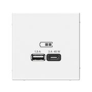 ART GALLERY, БЕЛЫЙ ЛОТОС, РОЗЕТКА USB, 2-я, ТИП А+С, БЫCТР. ЗАРЯД., 45Вт, System Electric, GAL001329