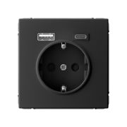 ART GALLERY, КАРБОН, РОЗЕТКА, 16А, З/К, USB (A+C), System Electric, GAL001032