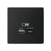 ART GALLERY, КАРБОН, РОЗЕТКА USB, 2-я, ТИП А+С, ДЛЯ БЫCТР. ЗАРЯДКИ, 45Вт, System Electric, GAL001029