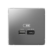 ART GALLERY, СТАЛЬ, РОЗЕТКА USB, 2-я, ТИП А+С, ДЛЯ БЫCТРОЙ ЗАРЯДКИ, 45Вт, System Electric, GAL000929