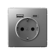 ART GALLERY, СТАЛЬ, РОЗЕТКА, 16А, З/К, USB (A+C), System Electric, GAL000932