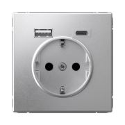 ART GALLERY, АЛЮМИНИЙ, РОЗЕТКА, 16А, З/К, USB (A+C), System Electric, GAL000332