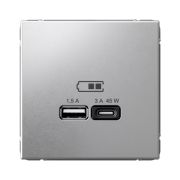 ART GALLERY, АЛЮМИНИЙ, РОЗЕТКА USB, 2-я, ТИП А+С, БЫCТР. ЗАРЯД., 45Вт, System Electric, GAL000329