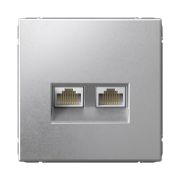 ART GALLERY, АЛЮМИНИЙ, РОЗЕТКА КОМПЬЮТЕРНАЯ ДВОЙНАЯ, RJ-45+RJ-45, КАТ.6, System Electric, GAL000388