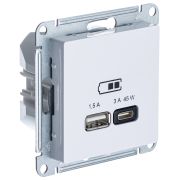 ATLAS БЕЛЫЙ USB РОЗЕТКА A + тип-C 45W высокоскор.заряд. QC, PD, Schneider Electric ATN000129