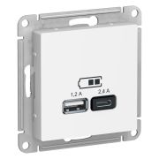 ATLAS БЕЛЫЙ USB РОЗЕТКА A+С, 5В/2,4 А, 2х5В/1,2 А Schneider Electric ATN000139