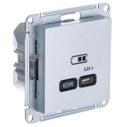 ATLAS АЛЮМИНИЙ USB РОЗЕТКА тип-C 65W высокоскор.заряд. QC, PD Schneider Electric ATN000327