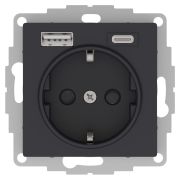 ATLAS КАРБОН РОЗЕТКА 16A c 2 USB A+C (5В/2,4А/3 А, 2х5В/1,5А), механизм ATN001032