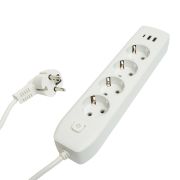 STEKKER Удлинитель (серия Home) 4гн з/к,10А, 2USB+1Type-C 2,4А, 3м HM08-43-02